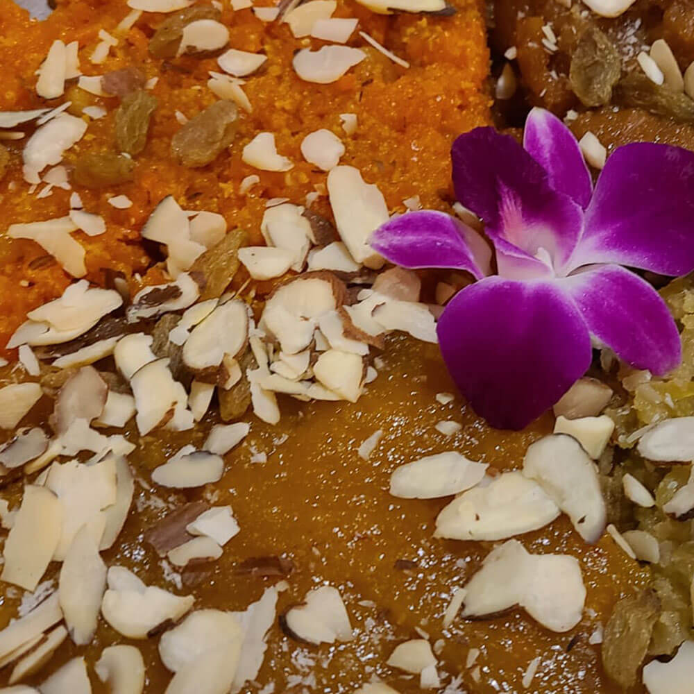 Carrot halwa dessert at Indian restaurant